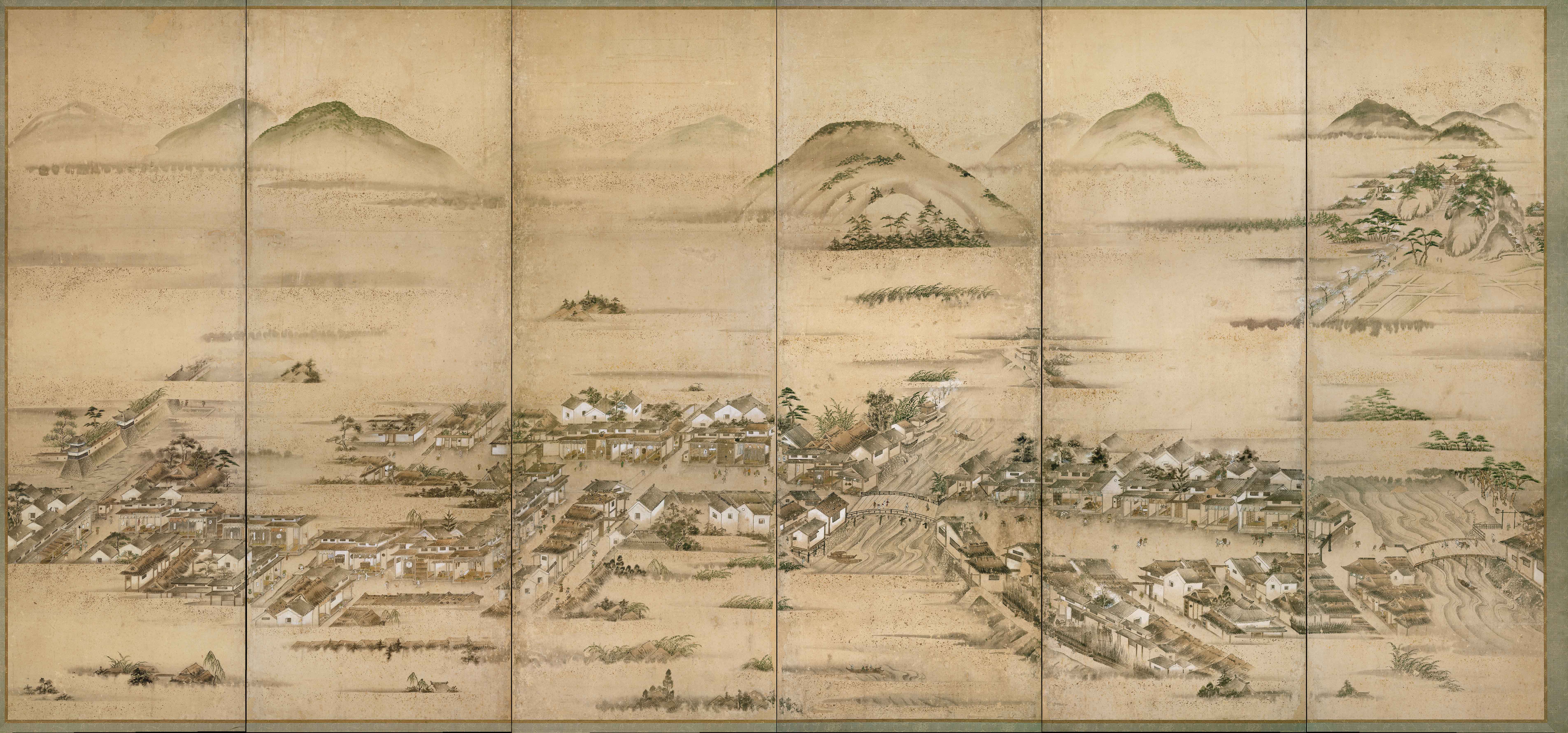 広島城下絵屏風左隻